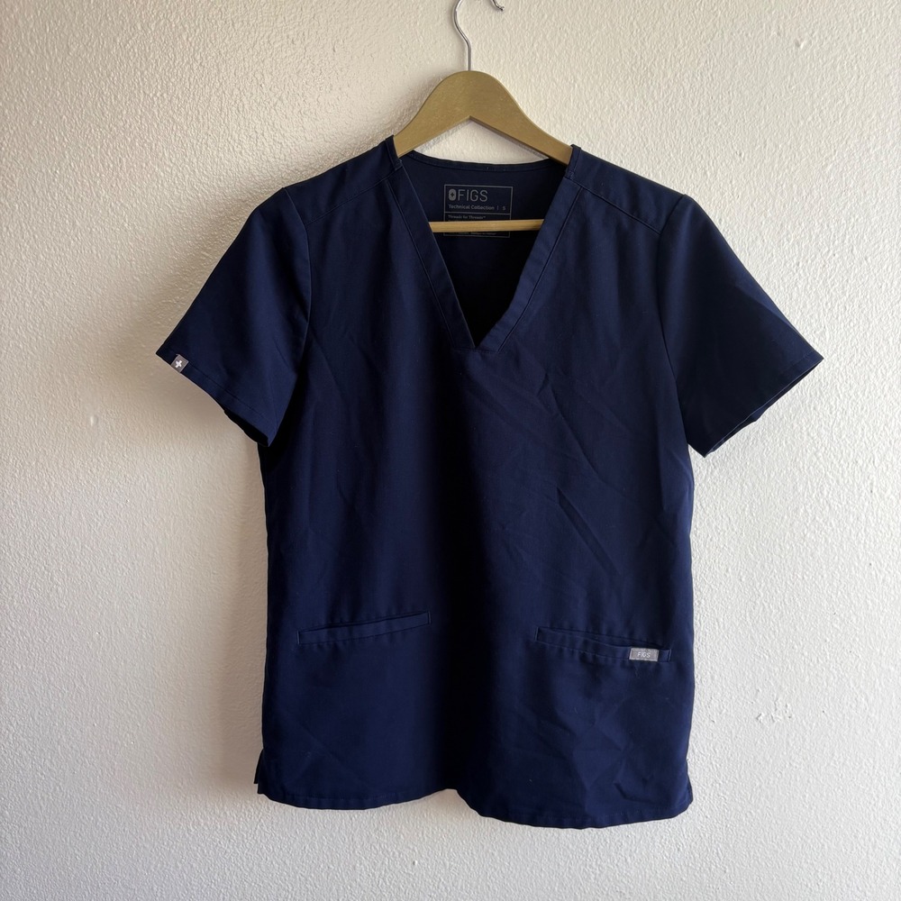 FIGS Women's Small Navy Blue Casma Short Sleeve Scrub Top Nurse Doctor Classic